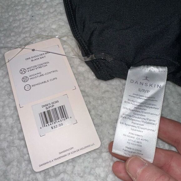Danskin Women’s One Shoulder Bra Black Salt Color Size Small NWT - Picture 7 of 8